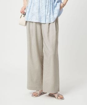 green label relaxing/［size SHORT/TALLあり］ライト リネンライク タック ワイドパンツ UVカット 通気性/スラックス