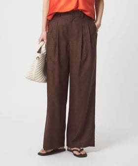 green label relaxing/［size SHORT/TALLあり］ライト リネンライク タック ワイドパンツ UVカット 通気性/スラックス