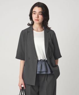 green label relaxing/エアシカル ハーフスリーブ ジャケット  マシンウォッシャブル 接触冷感 通気性/テーラードジャケット