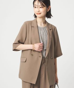 green label relaxing/エアシカル ハーフスリーブ ジャケット  マシンウォッシャブル 接触冷感 通気性/テーラードジャケット