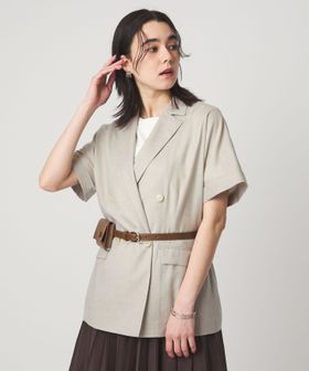 green label relaxing/［size SHORTあり］ライト リネンライク ハーフスリーブ ジャケット UVカット 通気性/テーラードジャケット