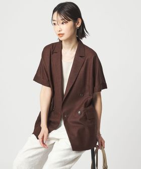 green label relaxing/［size SHORTあり］ライト リネンライク ハーフスリーブ ジャケット UVカット 通気性/テーラードジャケット