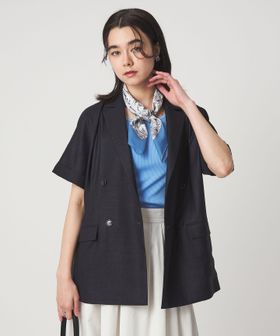 green label relaxing/［size SHORTあり］ライト リネンライク ハーフスリーブ ジャケット UVカット 通気性/テーラードジャケット