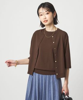 green label relaxing/ハーフスリーブ ニット カーディガン ウォッシャブル 接触冷感 UVカット/カーディガン / ボレロ