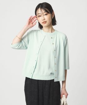 green label relaxing/ハーフスリーブ ニット カーディガン ウォッシャブル 接触冷感 UVカット/カーディガン / ボレロ