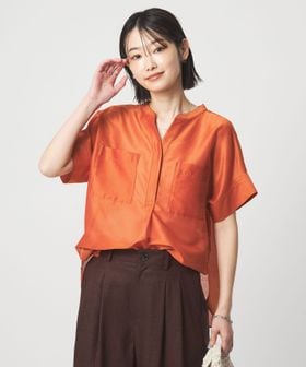 green label relaxing/カールマイヤー ポケット ショートスリーブ ブラウス マシンウォッシャブル 通気性/シャツ / ブラウス