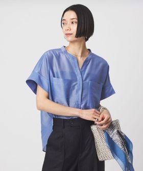 green label relaxing/カールマイヤー ポケット ショートスリーブ ブラウス マシンウォッシャブル 通気性/シャツ / ブラウス