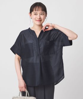 green label relaxing/カールマイヤー ポケット ショートスリーブ ブラウス マシンウォッシャブル 通気性/シャツ / ブラウス