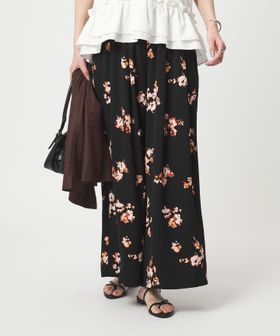 green label relaxing/［size SHORTあり］フラワー フレア ワイドパンツ マシンウォッシャブル・接触冷感/イージーパンツ