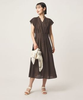 green label relaxing/シアー タック フレア フレンチスリーブ ワンピース/ワンピース