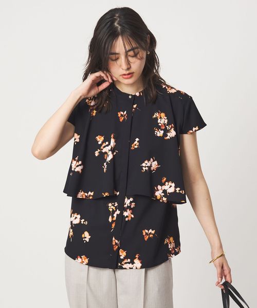 green label relaxing/フラワー ヨーク フレア ブラウス マシンウォッシャブル・接触冷感/シャツ / ブラウス