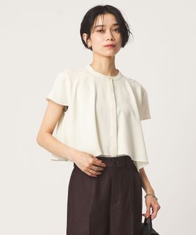 green label relaxing/ジョーゼット  ヨークフレア ショートスリーブ ブラウス マシンウォッシャブル 接触冷感/シャツ / ブラウス