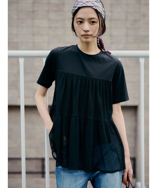 green label relaxing/ドットチュール ティアード プルオーバー カットソー/Tシャツ / カットソー