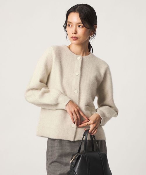 green label relaxing/［size SHORTあり］FOXブレンド セッケツ ノーカラー カーディガン/カーディガン / ボレロ