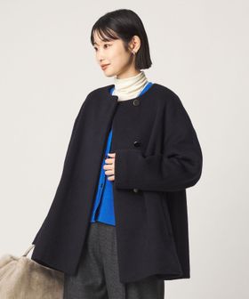 green label relaxing/［size SHORTあり］アンゴラビーバー ミドルコート/ノーカラーコート