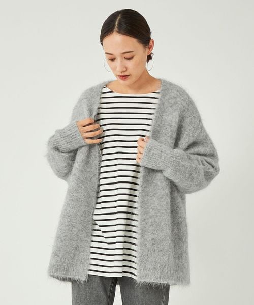 アルパカミックス シャギー ガウン ニット カーディガン