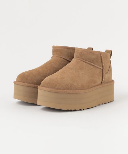 UGG＞クラシック ウルトラ ミニ プラットフォーム ブーツ