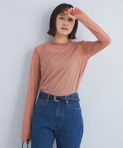 green label relaxing/ハイメッシュ チュール ロングスリーブ プルオーバー/Tシャツ / カットソー