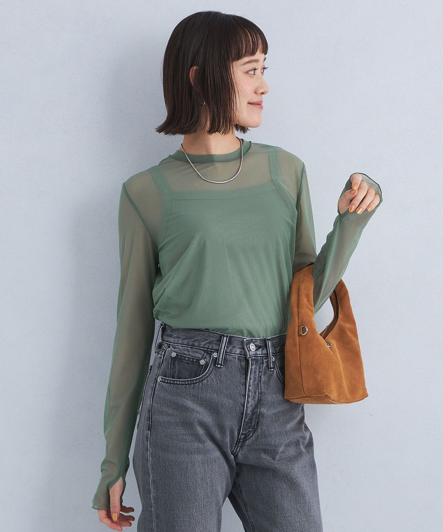 ハイメッシュ チュール ロングスリーブ プルオーバー 