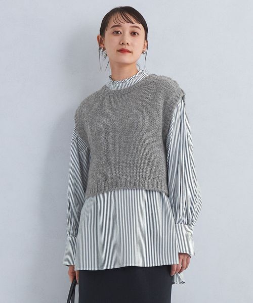 ニット ベスト＆フリルネック ブラウス セット