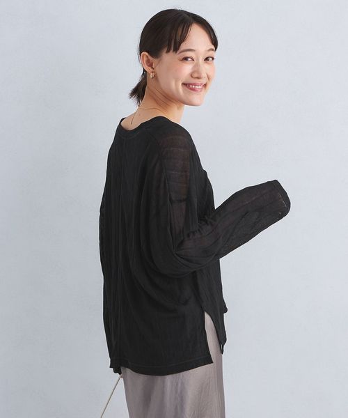 二子玉)three dots スリードッツ Sheer slub dolman cardigan シアースラブドルマンカーディガン 定価25,300円 レディース S Soft see-through cardigan｜スリードッツ オフィシャル
