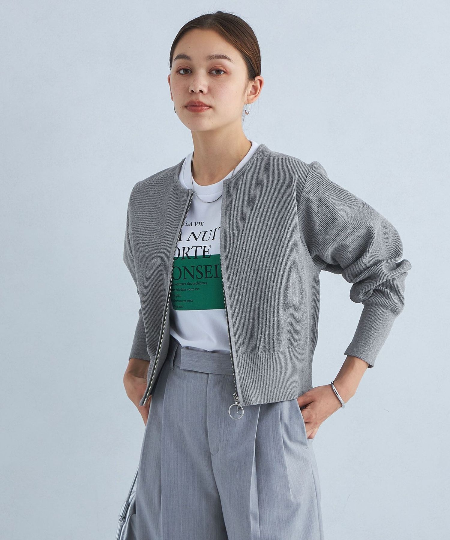 リジューム＊ハイブリッドニットブルゾン ひどかっ 