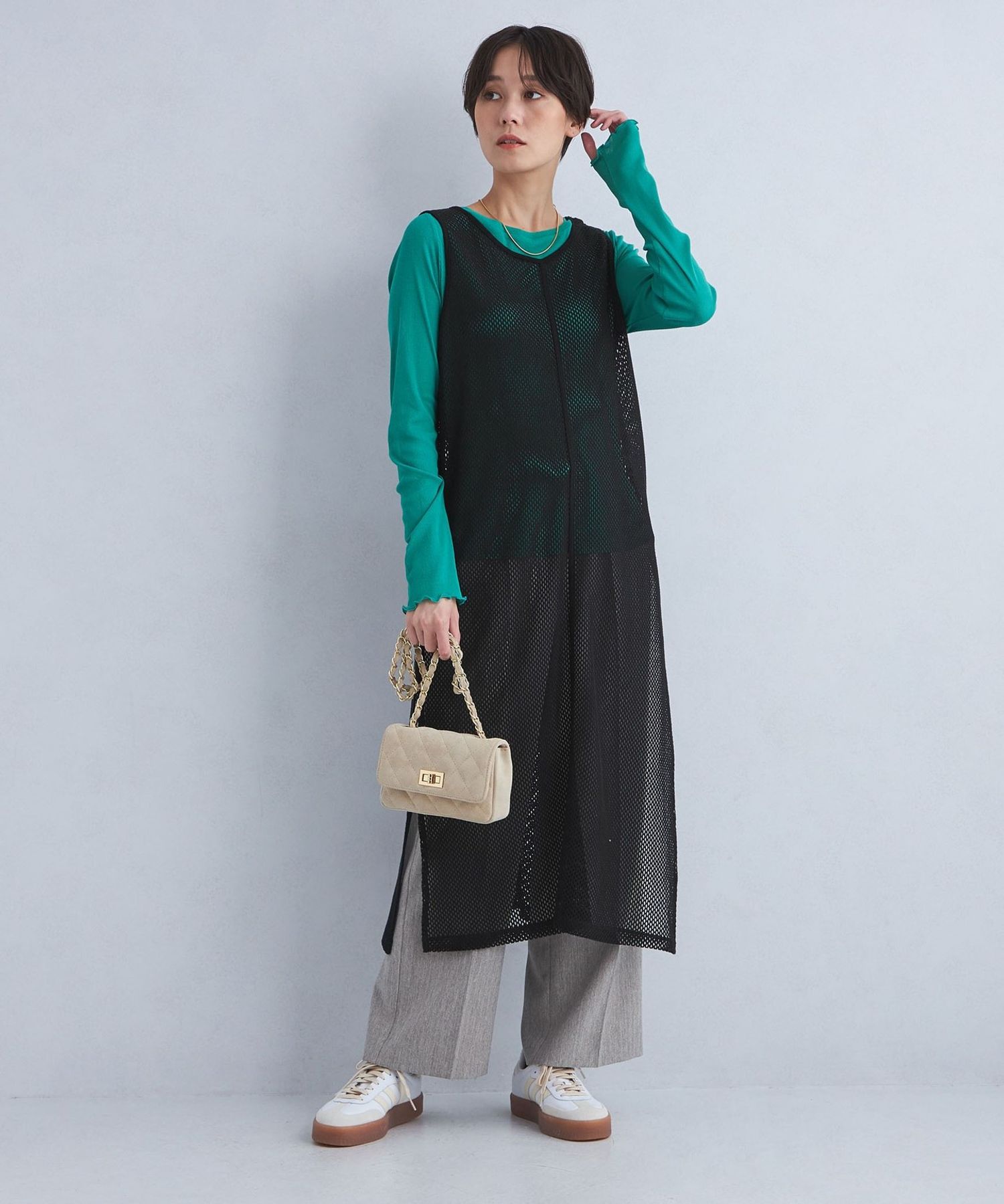 UNITED TOKYO♥メッシュレイヤードシャツワンピース UNITED TOKYO（ユナイテッドトウキョウ）の「メッシュレイヤード