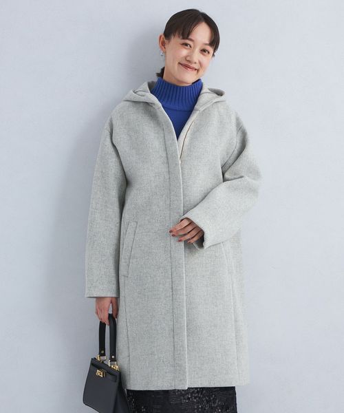 UNITED ARROWS テックツイード フード コート ベージュ L UNITED ARROWS テックツイード フード コート ベージュ L