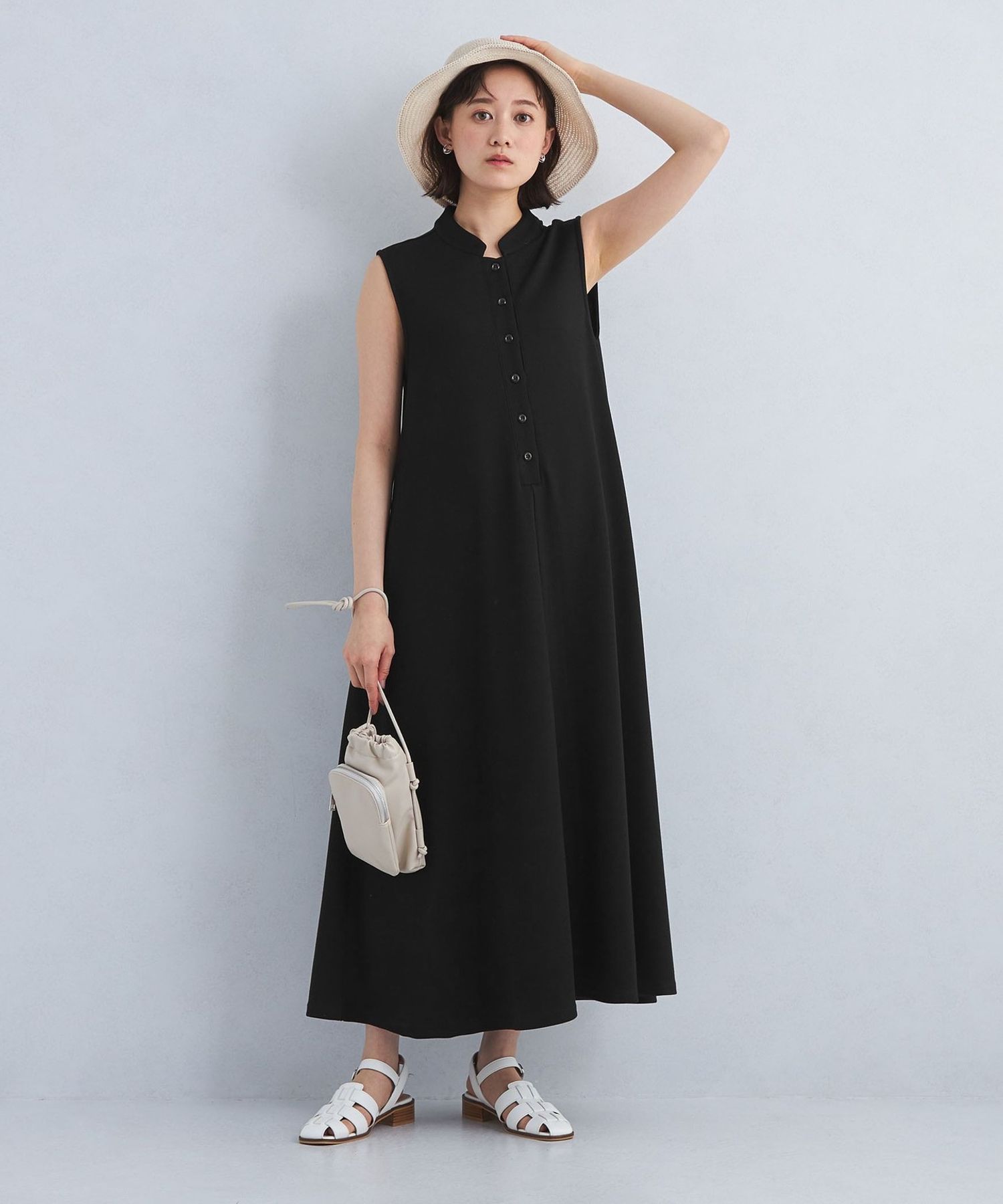 【CPG GOLF】美品♡ノースリーブワンピース ハーフジップ ブラック L リップサービス LIP SERVICE フロントZIPバイカラーニット