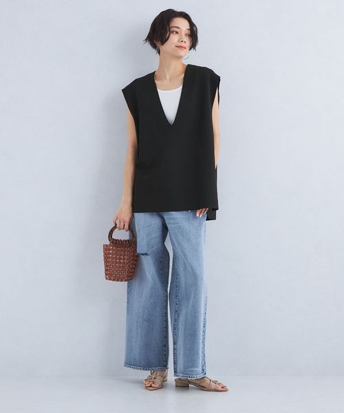 【新品・未使用】UNITED ARROWS Vネック リバー ショート ミラノリブ Vネックニット ‐ウォッシャブル‐＜A DAY IN THE LIFE＞