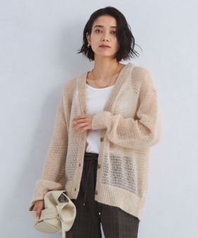 green label relaxing/シアー モヘヤミックス Vネック カーディガン/カーディガン / ボレロ