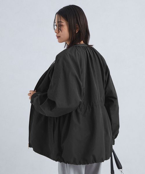 【あおさ様】green label relaxing ギャザーノーカラーブルゾン size SHORTあり］ギャザー ノーカラー ブルゾン ―撥水―