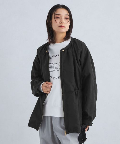 green label relaxing/［size SHORTあり］ギャザー ノーカラー ブルゾン ―撥水―/その他コート / ブルゾン