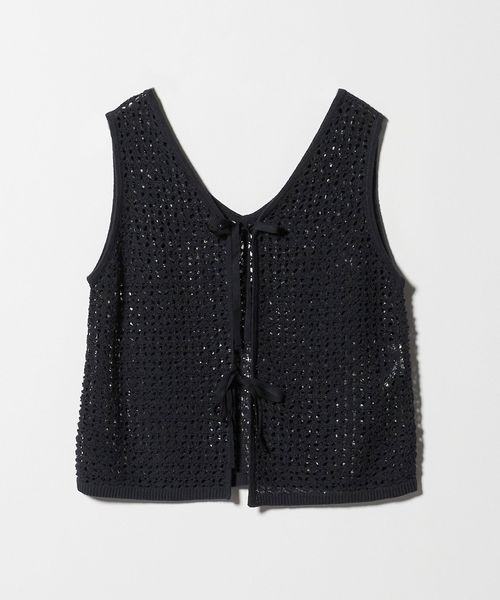 waac メッシュノースリーブ　プルオーバー ウォッシャブル】ルレックスコットンメッシュプルオーバーニット