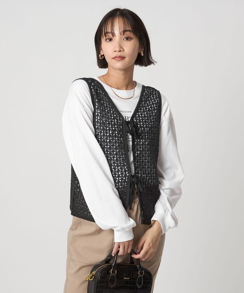 green label relaxing/メッシュ 2WAY ノースリーブ ニット プルオーバー ウォッシャブル/ニット / セーター