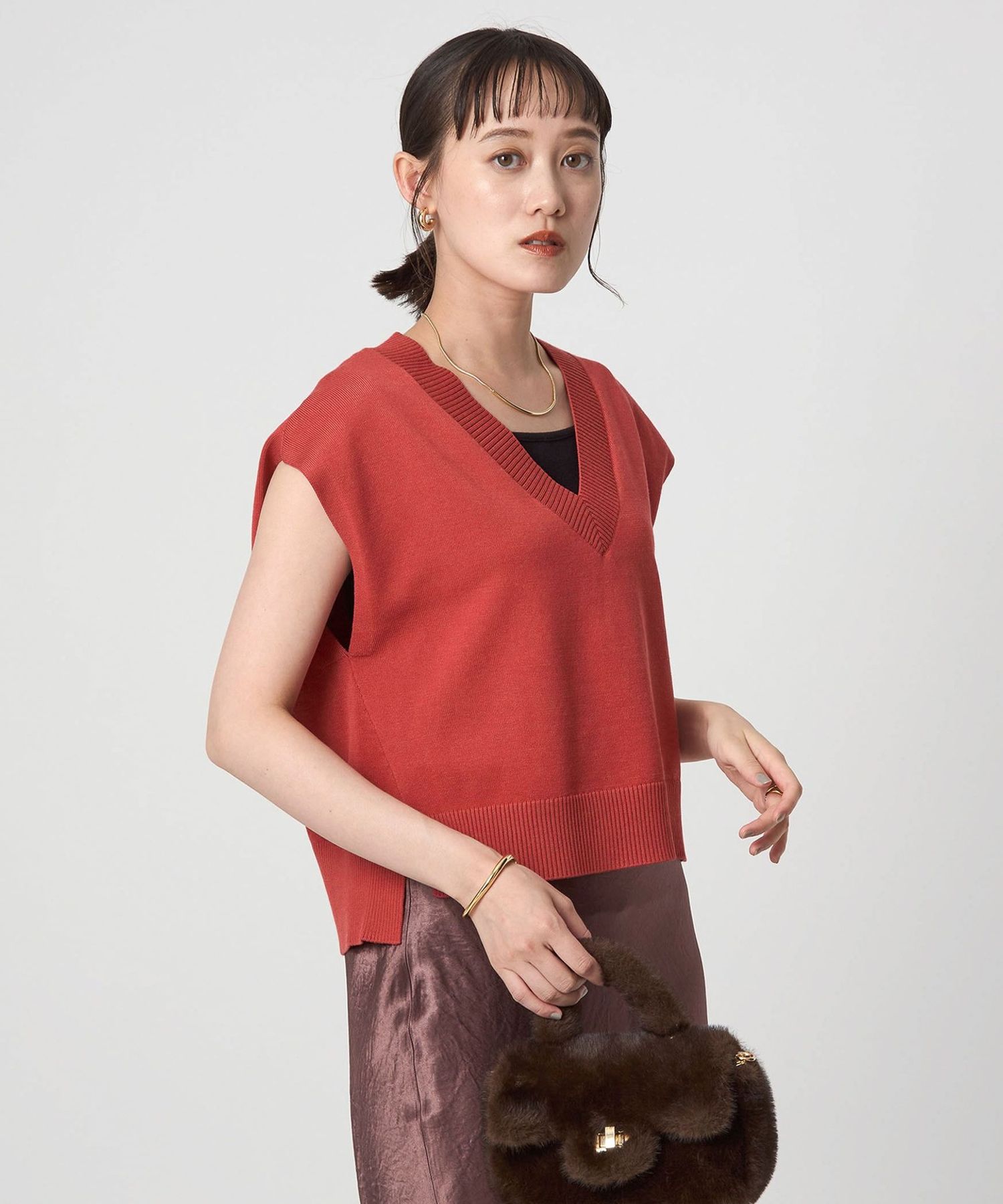 GREEN LABEL RELAXING ベスト Vネック レイヤード チェック green label relaxing（グリーンレーベルリラクシング）の