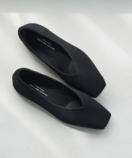 green label relaxing/ウェルネス ニット スクエアVカット シューズ 撥水 ウォッシャブル/フラットシューズ