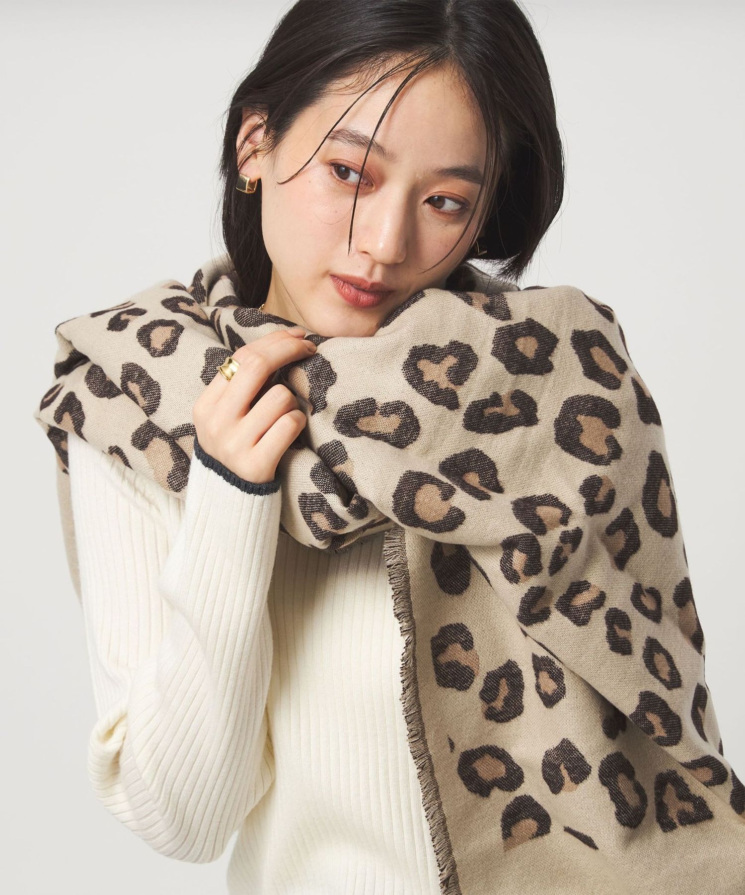レオパード ジャガード ストール