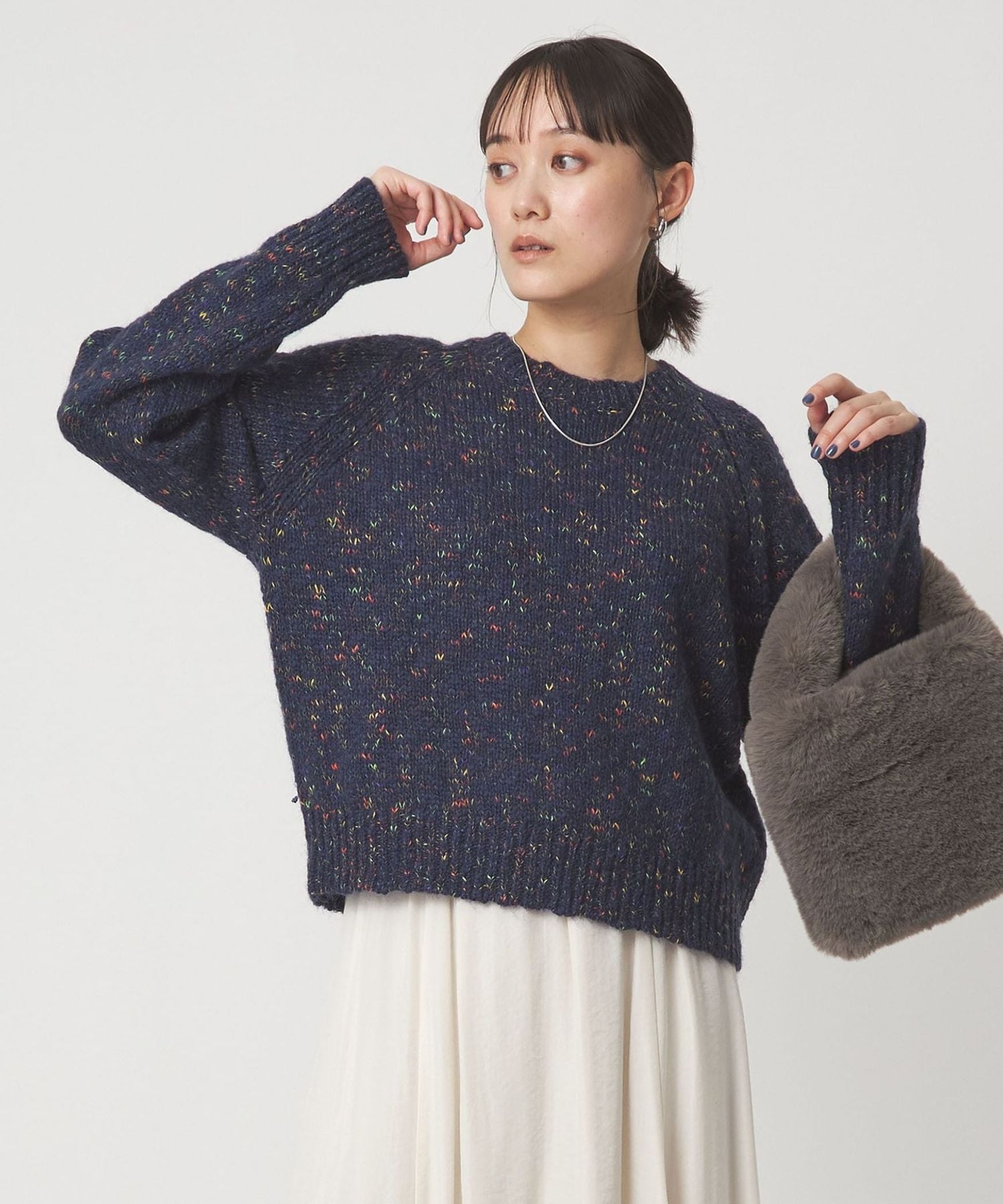 にゃんさま　専用 ミックスヤーン プルオーバー ニット