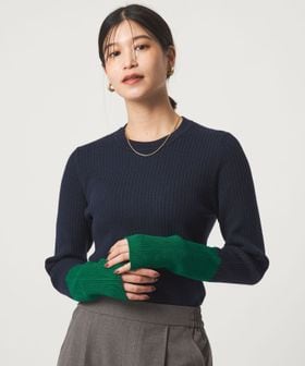 green label relaxing/【WEB限定】＜at ease＞バイカラー クルーネック プルオーバー ニット/ニット / セーター