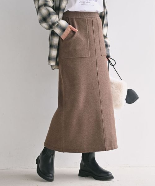 green label relaxing/【WEB限定】＜at ease＞ニット タイト スカート ウォッシャブル/ミモレ / ロング