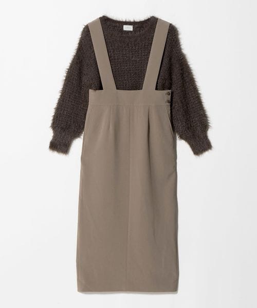 green label relaxing/フェザー ニット プルオーバー × ジャンスパースカート セット/ジャンパースカート