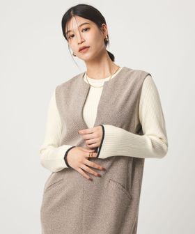 green label relaxing/【WEB限定】＜at ease＞ソデサキ バイカラー プルオーバー ニット ウォッシャブル/ニット / セーター