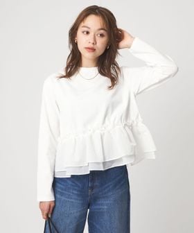 green label relaxing/【WEB限定】＜at ease＞ドッキング フリル プルオーバー カットソー/Tシャツ / カットソー