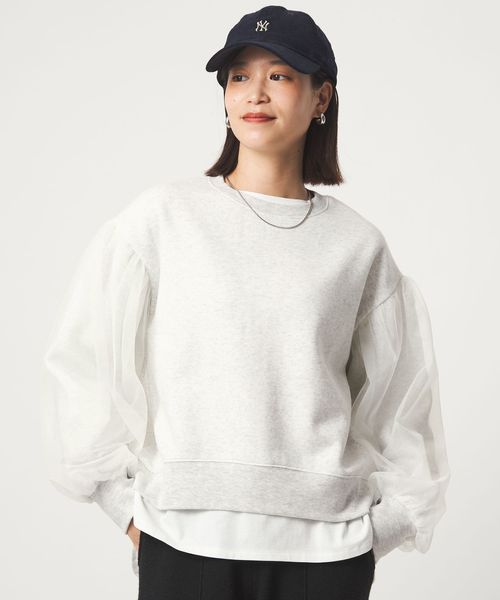 green label relaxing/【WEB限定】＜at ease＞チュール ドッキング スウェット プルオーバー/スウェット / パーカー