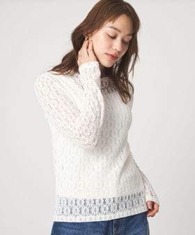 green label relaxing/【WEB限定】＜at ease＞シャーリングレース プルオーバー カットソー/Tシャツ / カットソー