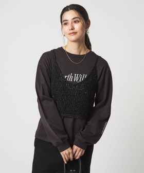 green label relaxing/スパンコール ニット 2WAY キャミソール ウォッシャブル/ベスト