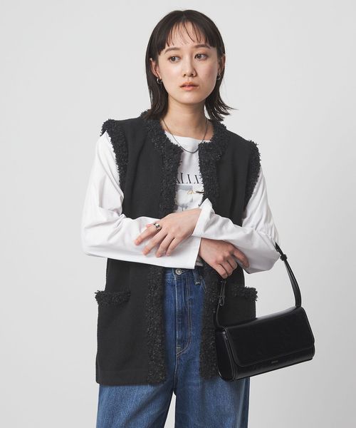 green label relaxing/ブークレ×フリンジ ベスト ウォッシャブル/ベスト