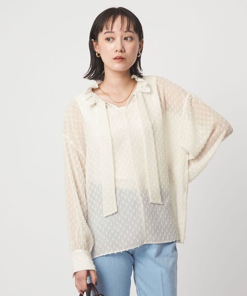 green label relaxing/プチ リボンモチーフ ジャガード ブラウス/シャツ / ブラウス