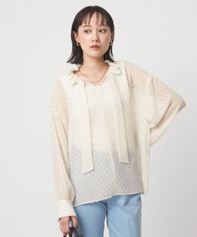 green label relaxing/プチ リボンモチーフ ジャガード ブラウス/シャツ / ブラウス